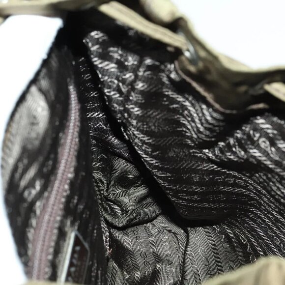 PRADA Backpack Nylon Khaki Silver Auth 140624 - Picture 12 of 16